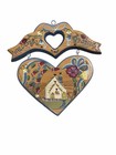 Vintage 1990 Hand Painted Wood Welcome Friends Heart Wall Hanging Folk Art
