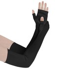 Obmwang Women s Long Satin Fingerless Gloves Elbow Length Opera Gloves Black