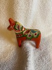 Rare Vtg Nils Olsson Red Orange Dala Akta Wood Horse Sweden Painted Folk 2 75 