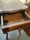 French Antique Walnut Nightstand W  Marble Top  Drawer   Carved Details