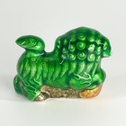Vtg Chinese Cloisonn   Green Enamel Miniature Foo Dog Brass Figurine
