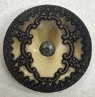 Antique Victorian Metal Celluloid Button Intricate Border Metal Centerpiece