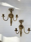 Vintage French Brass Wall Sconces  Double Arm Tassel Design  set Of 2 