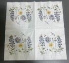 Two Single Cocktail Beverage Napkins For Decoupage Blue Flowers Honey Bee Floral