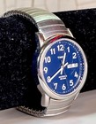 Timex Indiglo T20031 Blue Dial Day Date Quartz Watch Ss Expansion Band