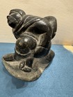 Amazing Vintage Inuit Hand Carved Soapstone Hunter Figurine 5    Sculpture Signed