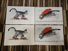 4 Vintage Double Sided B  Kliban Pillowcases - 2 Cat W red Cape  2 Red Sneakers