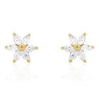 Marquise-cut Flower Screwback Stud Kid Earrings 14k Yellow Gold