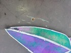 Handcrafted Stained Glass Feather Art Set Iridescent Purple Green