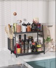 2 Tier Spice Rack For Countertop   Metal Standing Kitchen Storage Organizer Shel