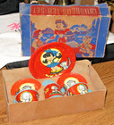 Vintage 1940 s Ohio Art Childrens Tin Toy Tea Set With Kittens Cats Original Box