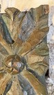 15th Century Oak French Carved Church Ceiling Boss Later Paint Large Carved Leaf