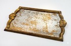 Vintage Italian Florentine Gilt Wood   Distressed Gold Leaf Mirror Tray - 22 5 