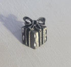 Gift Box With Bow Vintage Pewter Lapel Pin Tie Tack Brooch - Holiday Present Pin