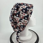 New Dr woof Apparel Nurse Scrub Hat Bouffant Tie Back Bear Print Medical Cap
