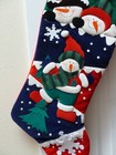Christmas Stocking Velvet Appliqued Snow-christmas Tree-children New With Tag
