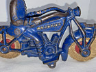 Antique 1930 s Cast Iron Blue Champion Police Motorcycle Hubley 7  Toy Figure