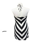 Roxy Y2k Vintage Black   White Chevron Stripe Halter Mini Dress Womens Size L