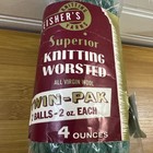 Worsted Wool Knitting Yarn Fleishers Superior Mothproofed Twin Pack Green 4oz