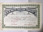 1889 New York U s  Water Purifying Company Stock Certificates  Lot Of 2 