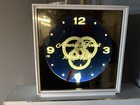 Vtg Ballantine Beer Light Up Clock Sign Illuminating Working 3 Rings