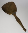 Hand Held Mirror Vanity Style Embossed Brass Vintage