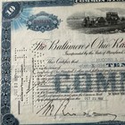 1937 Baltimore   Ohio Railroad Co Stock Certificate 10 Shares B o Cancelled