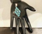 Vintage Native American Sterling Silver Turquoise Navajo Pendant 