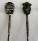 Vintage Set Of 6 Silver 900 Colombia Coin Souvenir Spoons With Stone 49 Grams