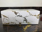 Ozza White Gold Marble Tissue Box Cover Rectangular Faux Leather Modern Decor