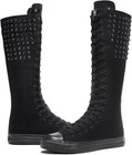 Momuk Long Rivet Knee High Canvas Boots Punk Style For Women   Girls 