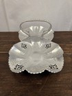Vtg Hand Wrought Hammered Aluminum Double Basket Mcm Roses Handle Candy trinket