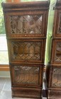 Pair Of Macey Leaded Door Oak Mini Stack Barrister Bookcases