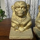 Antique Cast Iron Monkey Chimpanzee Door Stop Book Ends Very Heavy Vintage Gold