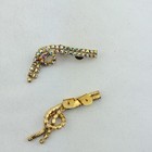 Vintage Signed Musi Gold Tone Aurora Borealis Rhinestone Shoe Clips