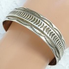 Vintage Native American Navajo Sterling Cuff Bracelet Feather Picto Hallmark