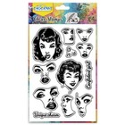 Female Face Clear Stamps Facial Expressions Transparent Stamps Retro Feel
