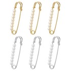 6 Pcs Faux Pearl Brooch Pin Safety Pins Decorative For Women  Pearl Pin For