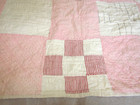 Vintage Handmade Cottage Square Quilt 79 x64  Feedsack Cotton Pink