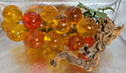 Vintage Large Yellow Orange Amber Lucite Grape Cluster W driftwood 1960 s Decor