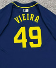 Vieira Size 48  49 2024 Milwaukee Brewers  game Used  Jersey Road Navy  300 Mlb