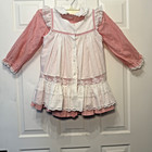 Vintage Bryan Toddler Girls Christmas Prairie Dress Size 4t Red White Lace Us