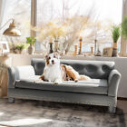 Waterproof Raised Dog Lounge Bed Microfiber Leather Upholstered Pet Snuggle Sofa