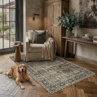 Vintage Area Rug 3x4 Brown Entryway Office Washable Carpet Non Slip Bedroom I   