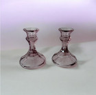 Purple Amethyst Depression Glass Candlestick Holder Pair Candle Holders   