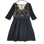 Eliza J Lace Fit Flare Dress 14 Lace   Faille Black Nude Cocktail Party Asos Lbd