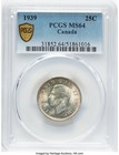 Canada  1939 George Vi 25 Cents  Pcgs Ms 64  3 532 495 Mintage 