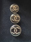 Chanel Cc Buttons     Set Of 3 Black   Silver With Crystal Embellishments  Xl 24mm