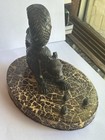 Mcm Bronze Ground Squirrel Sculpture On Mosaic Platform Gathering Nuts Unknown