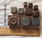 Vintage Assorted  10  Wood Metal Printing Blocks Letterpress Lot Various-circles